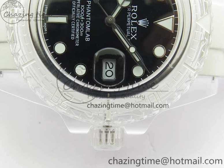 0112 Submariner Phantomlab Transparent KZF Best Edition Black Dial on White Rubber Strap VR StreetReady 2567